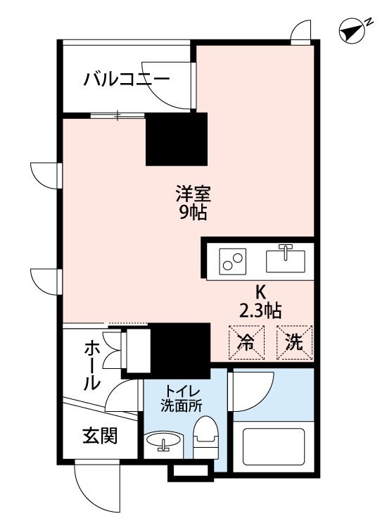 J1619(1K/6階)の間取り写真