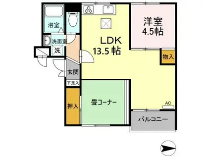 コンフォート杉山(2LDK/1階)の間取り写真
