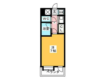 ピュアドームリバージュ平尾(1K/3階)の間取り写真