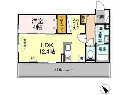 D-ROOM KASUMI(1LDK/3階)の間取り写真