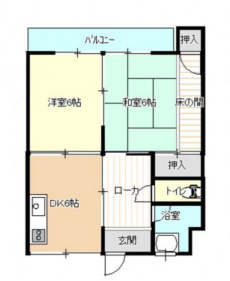重間ビル(2DK/4階)の間取り写真