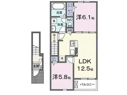 ＪＲ八高線 小川町駅(埼玉) 徒歩19分 2階建 新築(2LDK/2階)の間取り写真