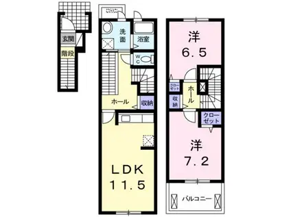 プリムローズK・III(2LDK/2階)の間取り写真