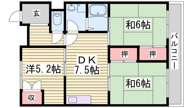 セントラル向陽台(3DK/3階)の間取り写真