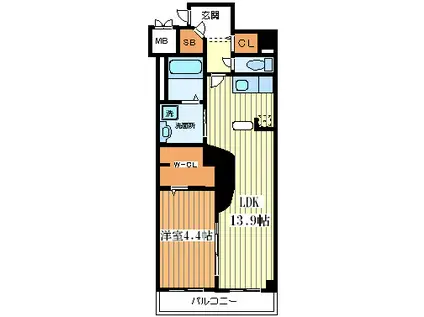ココマリーニ(1LDK/1階)の間取り写真