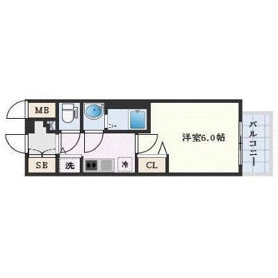 プレサンス大阪ゲートシティ(1K/12階)の間取り写真