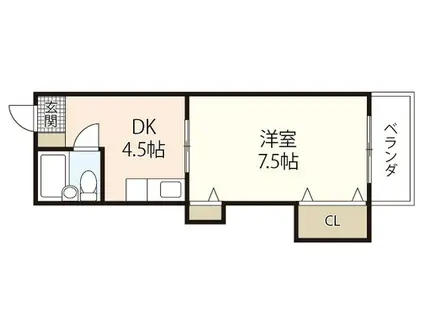 舟入安本ビル(1DK/3階)の間取り写真