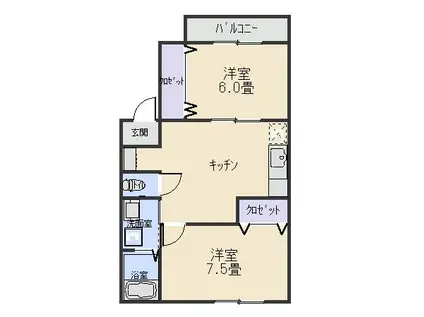 クレール千葉(2DK/1階)の間取り写真
