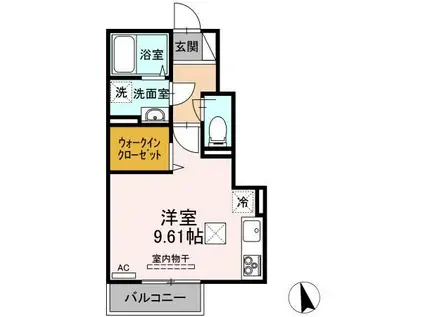 ウィットPSI(ワンルーム/1階)の間取り写真