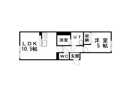 ＪＲ根室本線 釧路駅 バス乗車時間：5分 最寄りバス停で下車 徒歩1分 4階建 築4年(1LDK/1階)の間取り写真