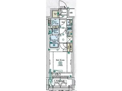 ジェノヴィア阪東橋IIスカイガーデン(1K/3階)の間取り写真