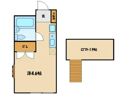 エンゼルハイム(ワンルーム/2階)の間取り写真