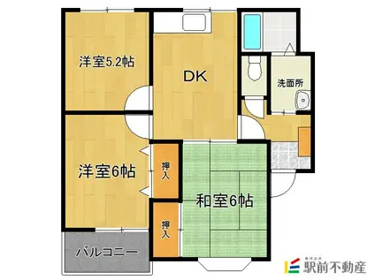 コーポピュアA棟(3DK/1階)の間取り写真