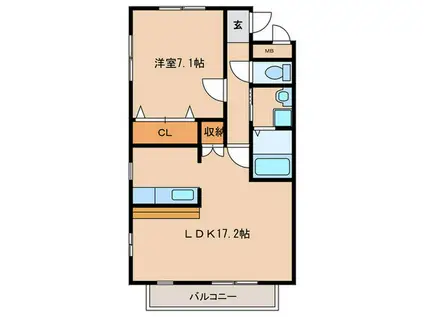 ヨーロピアンシャレー東新(1LDK/2階)の間取り写真