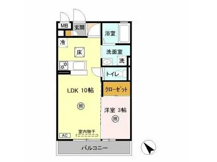 チェルシーガーデン三の丸(1LDK/1階)の間取り写真