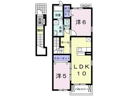 クレアコート III(2LDK/2階)の間取り写真