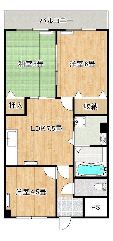 エクセレンスボン松屋(3DK/3階)の間取り写真