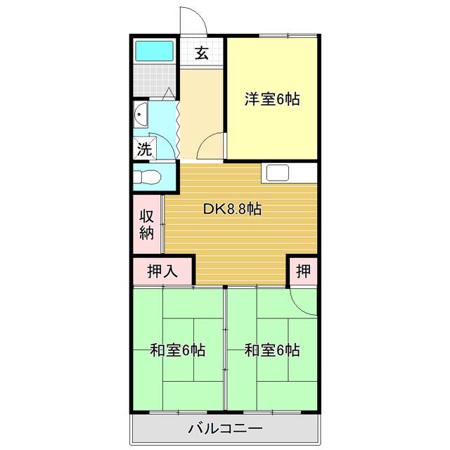 コーポ公文(3DK/3階)の間取り写真