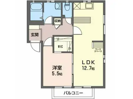 ウエストウインドB(1LDK/1階)の間取り写真