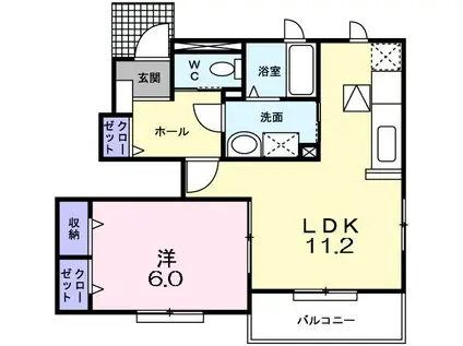 プロムナ-ドII(1LDK/1階)の間取り写真