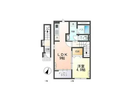 リッチハーベスト III(1LDK/1階)の間取り写真