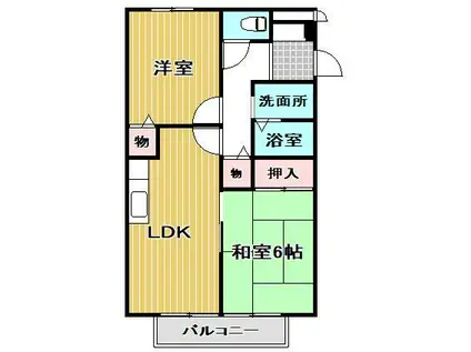 ハイツサンライフ郡家(2LDK/2階)の間取り写真
