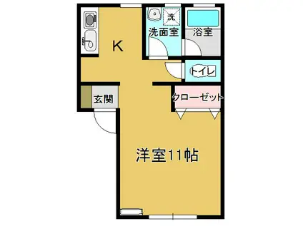 プリンセス(1K/1階)の間取り写真