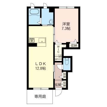 リスブランI(1LDK/1階)の間取り写真