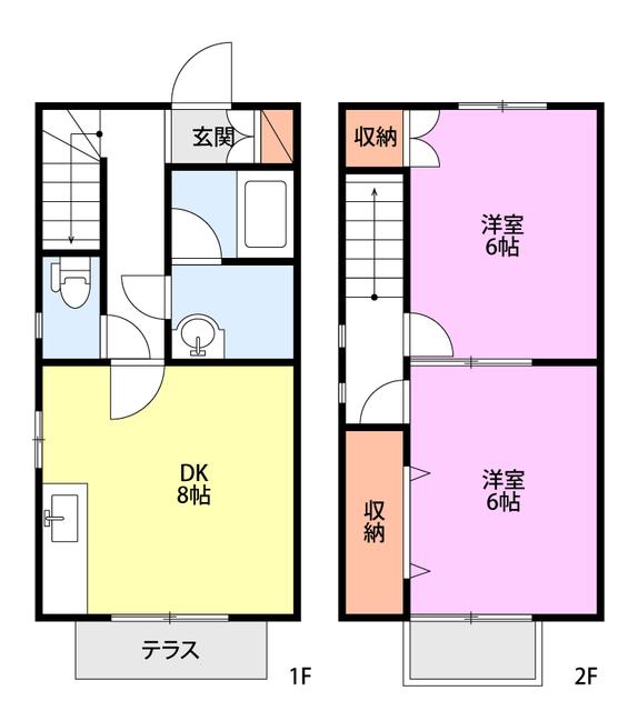 ラフィーネ吉川I(2DK/1階)の間取り写真