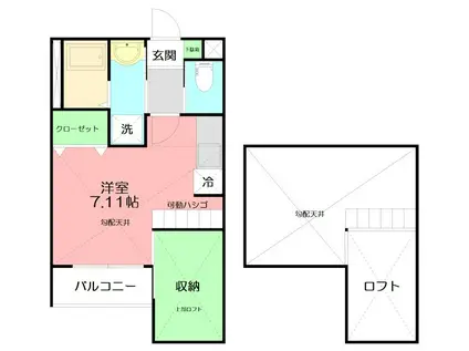 ブラウンナッツ(1K/2階)の間取り写真