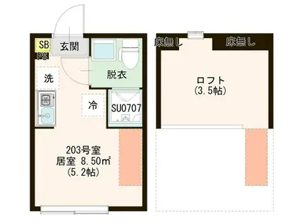 HALEOLI AOTO(ワンルーム/2階)の間取り写真