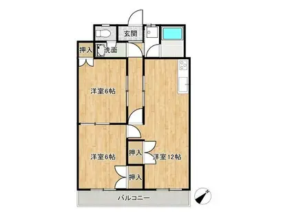サザンヒルズ(2LDK/5階)の間取り写真