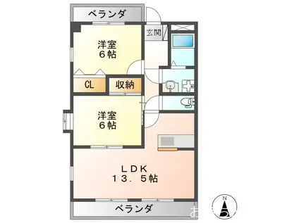 WAVE21(2LDK/3階)の間取り写真