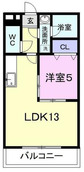 プルメリア(1LDK/3階)の間取り写真