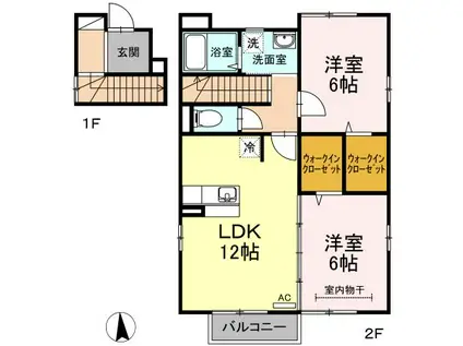 ブランシェコート D(2LDK/2階)の間取り写真