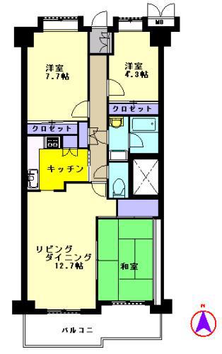フォレスト早稲田(3LDK/4階)の間取り写真