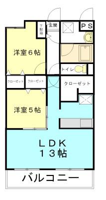 エミーナ(2LDK/3階)の間取り写真