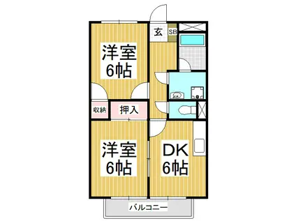 みそのグレートハイツ(2DK/1階)の間取り写真