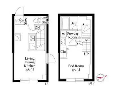 ラ・ペルラ下北沢(1LDK/B1階)の間取り写真