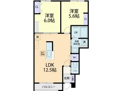 SUNNY DAY HOLIDAY(2LDK/1階)の間取り写真