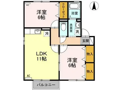 メルベーユ(2LDK/2階)の間取り写真