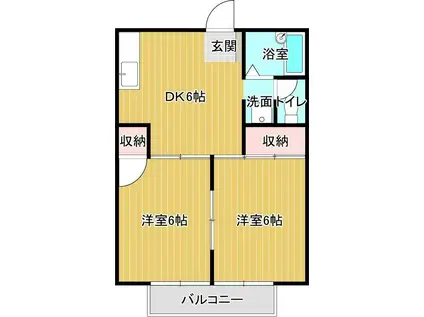 高林ハイツ(2DK/2階)の間取り写真
