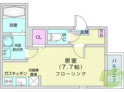 MOMORIE八乙女(ワンルーム/3階)の間取り写真