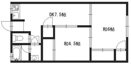 レインボープラザ(2DK/2階)の間取り写真