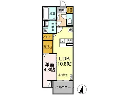 DIOSPERSIMMON長泉 I棟(1LDK/2階)の間取り写真