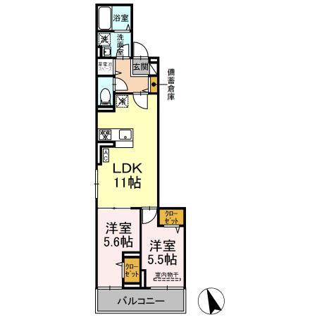 セレスティア東葛西Ⅲ(2LDK/2階)の間取り写真