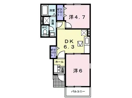 ティーズ・ウィンヒルIV(2DK/1階)の間取り写真