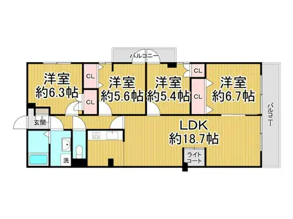 イトーピア甲陽園(4LDK/7階)の間取り写真