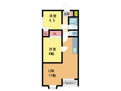 ガーデンハイツ伊丹(2LDK/3階)の間取り写真