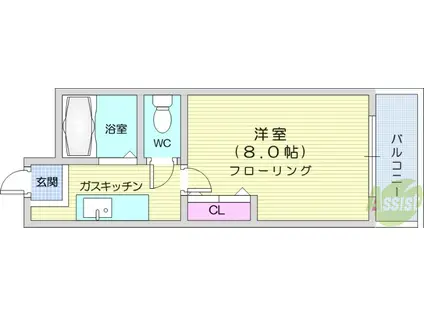 アイショウプラザ旭ヶ丘Ⅲ(1K/3階)の間取り写真